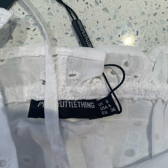 White Broderie Anglaise Frill Hem Matching Set - Picture 3 of 5